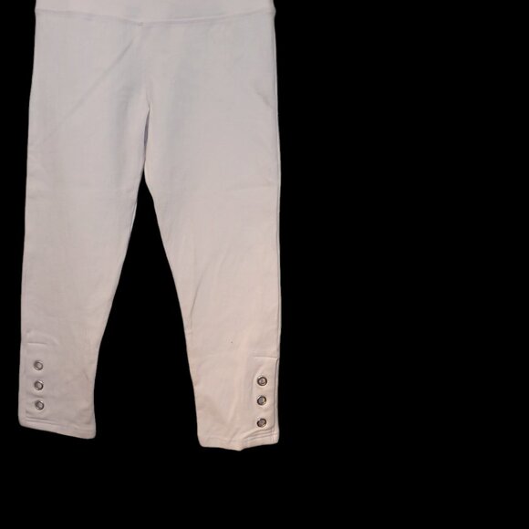NEW! Svelte, Grommet Capri, Body Shaping Crop Leggings. white Small 4493 - Picture 4 of 7